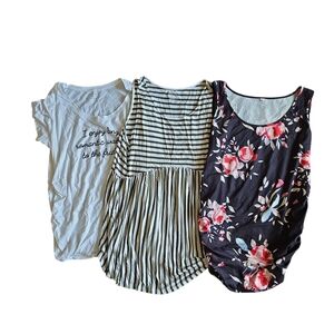 Motherhood Maternity Black and White Ruched Sleeveless Top